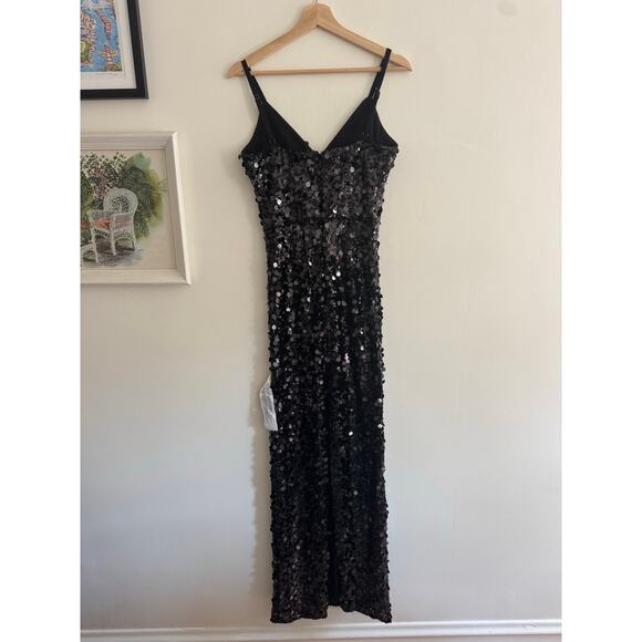 DRESS THE POPULATION Cammie Black Sequin Maxi Dress Size Small - Picture 6 of 8